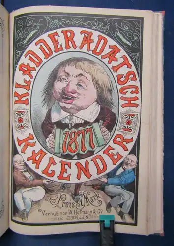 6 Kladderadatsch - Kalender 1872-1877 selten Wochenkalender Humor Satire sf