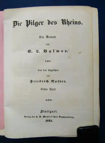 Bulwers Sämmtliche Werke 2 Teile 4 Werke in 1 Buch 1841 Belletristik  js