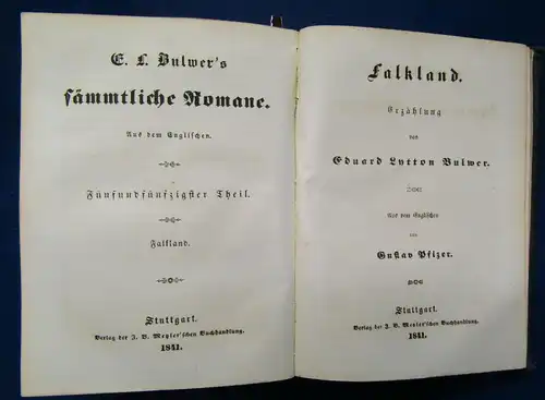 Bulwers Sämmtliche Werke 2 Teile 4 Werke in 1 Buch 1841 Belletristik  js