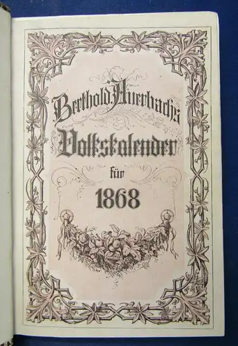 Bertholds Auerbach Volks-Kalender 1868 Beiträge von Mohr u.a. illustriert js
