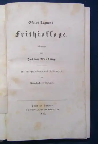Minding Ensaias Tegners Frithioffage 1842 Belletristik Geschichte Stahlstiche js
