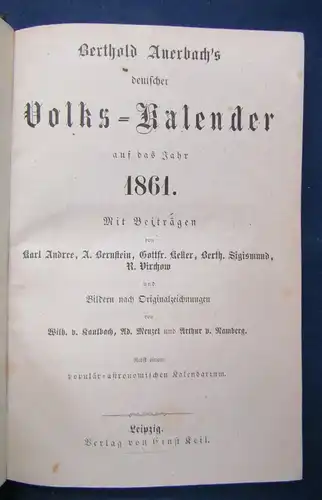 Bertholds Auerbach Volks-Kalender 1861 Beiträge von Andree u.a. illustriert js