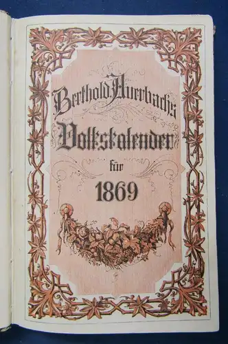 Bertholds Auerbach Volks-Kalender 1869 Beiträge von Pritzel u.a. illustriert js