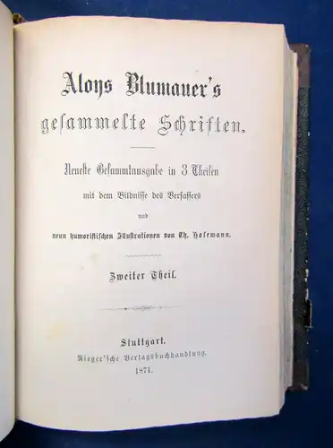 Aloys Blumauer's gesammelte Schriften 3 Teile/ 1 1871 Belletristik Klassiker sf
