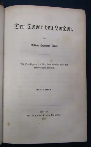 Dixon Der Tower von London 2 Bde in 1 1 getönter Plan vom Tower 1.Dt. Ausgabe js