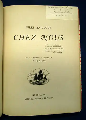 Baillods Chez Nous um 1920 Bibliophilie Landschaft Geschichten Erzählungen sf