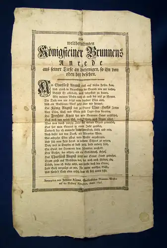 Eindruckblatt "Des weltberühmten Königsteiner Brunnens" 1786 Geschichte sf