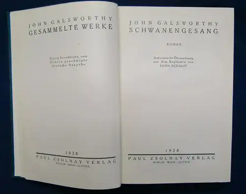 3 x Romane von John Galsworthy 1927 Belletristik Literatur Poesie Lyrik js