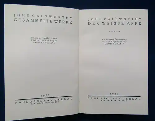 3 x Romane von John Galsworthy 1927 Belletristik Literatur Poesie Lyrik js