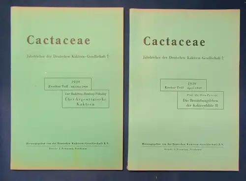 Cactaceae Jahrbücher der Deutschen Kakteengesellschaft E. V. 1939 2 Hefte js