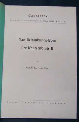 Cactaceae Jahrbücher der Deutschen Kakteengesellschaft E. V. 1939 2 Hefte js