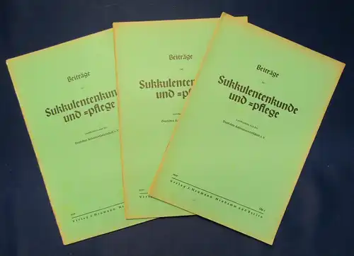 Beiträge zur Sukkulentenkunde und Pflege Lieferung 1-3 1939 Pflanzenkunde js