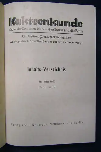 Kakteenkunde Jahrgang 1933 Heft 1- 12 Natur Wissen  Botanik Pflanzenkunde js