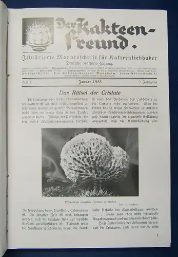 Frida Der Kakteenfreund Monatsschrift 2. Jahrgang 1933 Heft 1-2Pflanzenkunde js