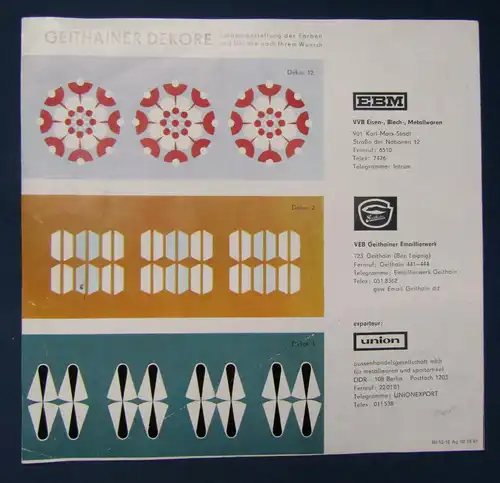 Original Prospekt von Geithainer Allherdgeschirr um 1970 selten Emaileware sf