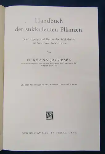 Handbuch der sukkulenten Pflanzen3 Bände 1954 Pflanzenkunde Botanik js