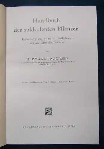 Handbuch der sukkulenten Pflanzen3 Bände 1954 Pflanzenkunde Botanik js