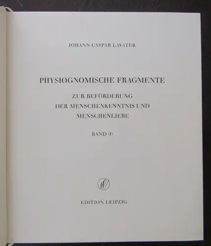 Lavater Physiogonomische Fragmente 1775-1778 4 Bde komplett Reprint v. 1968  js