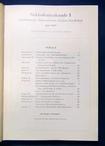 Krainz Sukkulentenkunde I 1947-1957 Jahrbücher Natur Botanik Pflanzen selten sf