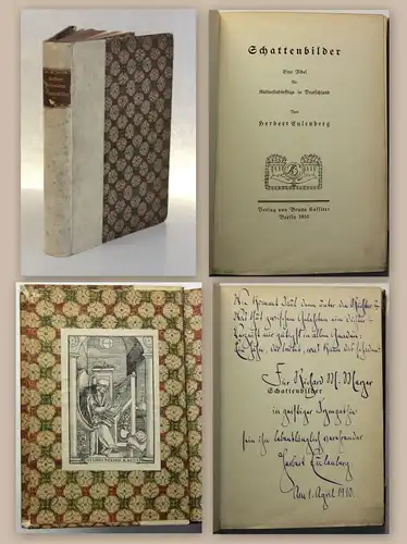 Eulenberg Schattenbilder 1910 Widmungsexemplar Exlibirs Richard Moritz Meyer xz
