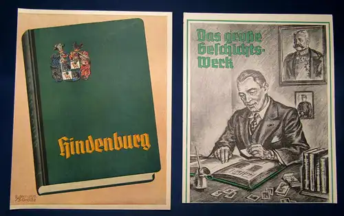 2 original Werbeblätter zum Sammelbilderalbum "Hindenburg" + Beigabe Album sf