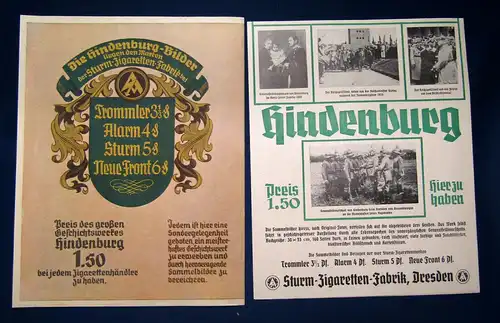 2 original Werbeblätter zum Sammelbilderalbum "Hindenburg" + Beigabe Album sf