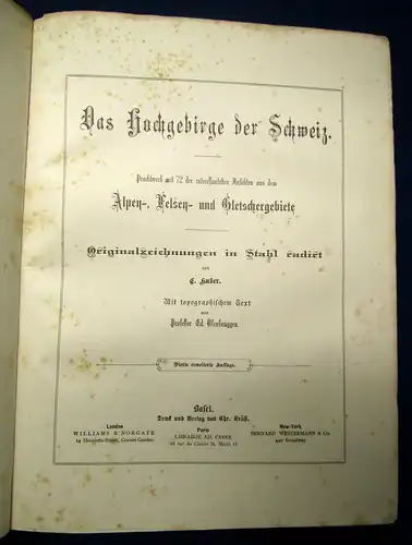 Osenbrüggen Das Hochgebirge der Schweiz um 1880 72 Stahlstiche Landeskunde sf