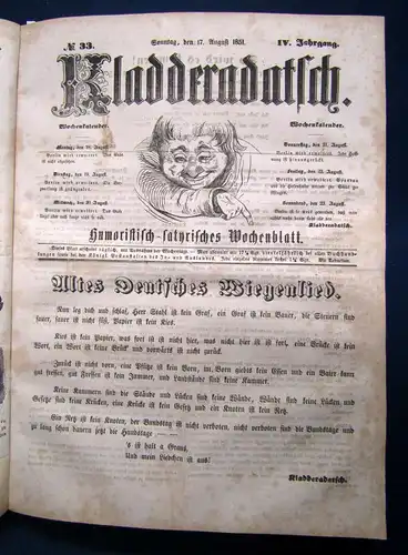 Kladderadatsch in London 8 Hefte komplett, vorgebunden, 64 Hefte in 1 1850/51 sf