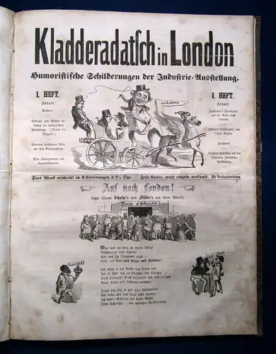 Kladderadatsch in London 8 Hefte komplett, vorgebunden, 64 Hefte in 1 1850/51 sf