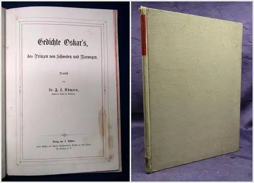 Bömers Gedichte Oskar des Prinzen von Schweden und Norwegen 1869 Belletristik sf