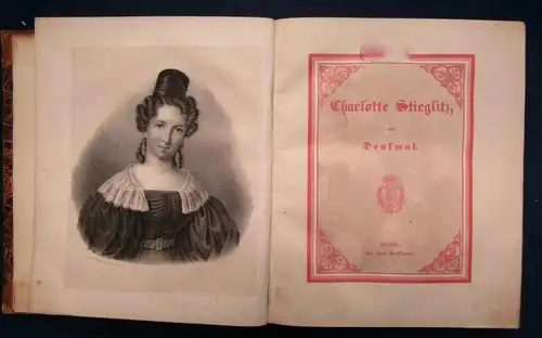 Charlotte Stieglitz ein Denkmal 1835 Gattin von Heinrich Stieglitz Literatur js