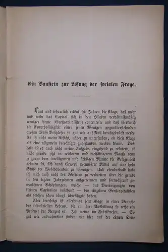 Ein Baustein zur Lösung der socialen Frage 2 Stck. 1871 u. 1896 Manuscript js