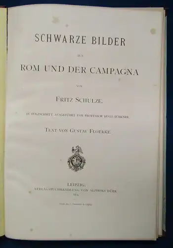 Schulze Schwarze Bilder aus Rom und der Campagna 1874 Holzschnitt von Bürkner js