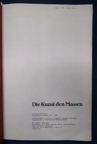 Die Kunst den Massen Verbreitung von Kunst 1919- 1933 Originalgraphiken 1977 js