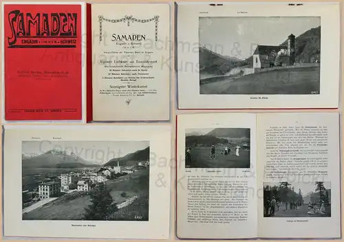 Alter Reiseprospekt Broschüre Samaden Engadin Schweiz Luftkurort Skiort um 1910