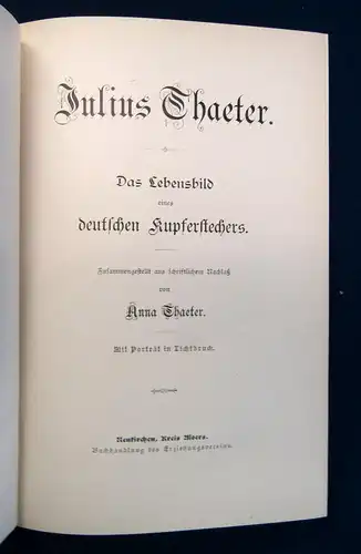 Chaeter Julius Chaeter (Das Lebensbild eines deut. Kupferstechers) um 1890 sf