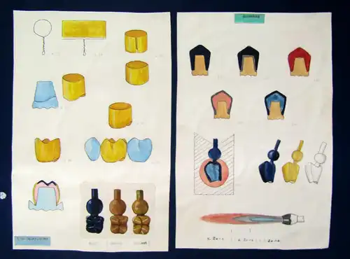 Sammlung 5 Zeichnungen von Zahn - Kronen um 1970 Zahnheilkunde Technik sf