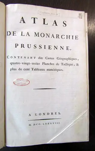 Mirabeau Atlas de la Monarchie Prussienne, entenant dix cartes 1788 sf