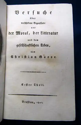 Garve Sämtliche Werke 5 Bde 1801 - 1802 Mit 5 Frontispizen Belletristik sf