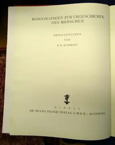 Schmidt/ Peters Monographien zur Urgeschichte des Menschen 1930 Geschichte sf