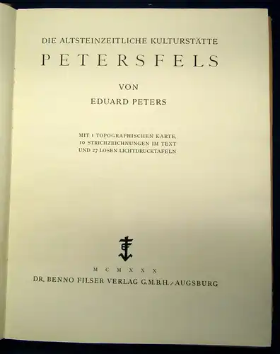 Schmidt/ Peters Monographien zur Urgeschichte des Menschen 1930 Geschichte sf