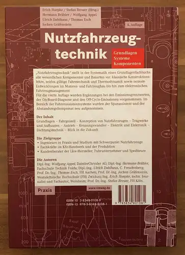 Hoepke / Breuer - Nutzfahrzeugtechnik Gundlagen Systeme Komponenten - 4. Auflage