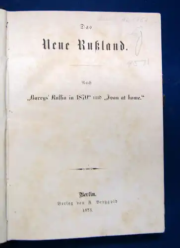 Das Neue Rußland (Nach Barrys Russia in 1870) 1873 Geschichte Geografie sf