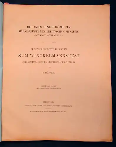 Hübner Bildniss einer Römerin (33. Programm zum Winckelmannsfest) 1873 sf