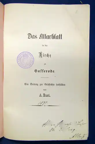 Rust Das Altarblatt in der Kirche zu Hasserode o. J. Landeskunde selten sf