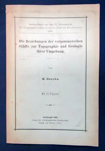 Deecke Die Beziehung der vorpommerschen Städte zur Topographie 1905 sf