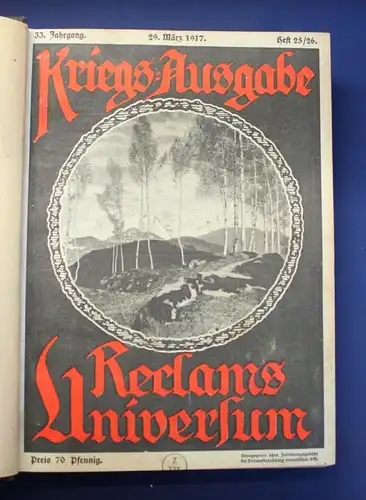 Reclams Universum Kriegs- Ausgabe 33. Jahrgang 1917 Heft 25/26. Literatur js