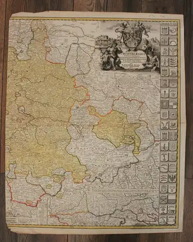Orig. kol. Kupferstichkarte von Majer "Ducatus Wurtenbergici" 2 Teile um 1730 sf
