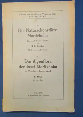 Kupffer Die Naturschonstätte Moritzholm 1931 Algenflora der Insel Moritzholm js