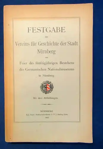 Festgabe des Vereins für Geschichte der Stadt Nürnberg 1902 Ortskunde js